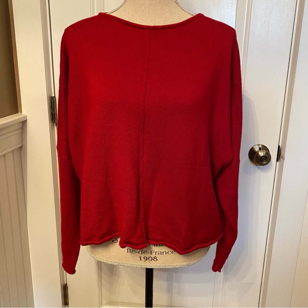 ELEMENTE CLEMENTE SWEATER RED BOAT NECK BOXY FIT LAGENLOOK Size 3 L